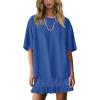 image:imagechouyatou Womens Summer Ruffle Skirt Set Casual Short Sleeve T Shirt Mini Skirt Lounge Set Vacation 2 Piece OutfitsBlue