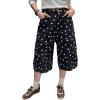 image:imagechouyatou Womens Polka Dot High Waisted Jean Shorts Wide Leg Cargo Five Points Bermuda Denim Shorts with PocketsBlack