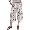 image:imagechouyatou Womens Polka Dot High Waisted Jean Shorts Wide Leg Cargo Five Points Bermuda Denim Shorts with PocketsWhite