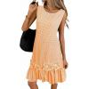 image:imagechouyatou Womens Summer Boho Plaid Ruffle Hem Dress Casual Gingham Tank Midi Long Dress Beach Party SundressOrange