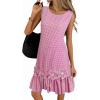 image:imagechouyatou Womens Summer Boho Plaid Ruffle Hem Dress Casual Gingham Tank Midi Long Dress Beach Party SundressPink