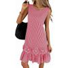 image:imagechouyatou Womens Summer Boho Plaid Ruffle Hem Dress Casual Gingham Tank Midi Long Dress Beach Party SundressRed