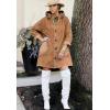 image:imageCHOUYATOU Women Spring Hooded Jean Jacket Loose Casual Boyfriend Button Down Midi Long Denim Jacket CoatBrown