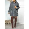 image:imageCHOUYATOU Women Spring Hooded Jean Jacket Loose Casual Boyfriend Button Down Midi Long Denim Jacket CoatGrey