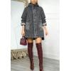 image:imageCHOUYATOU Women Spring Hooded Jean Jacket Loose Casual Boyfriend Button Down Midi Long Denim Jacket CoatGrey