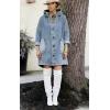 image:imageCHOUYATOU Women Spring Hooded Jean Jacket Loose Casual Boyfriend Button Down Midi Long Denim Jacket CoatLight Blue