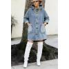 image:imageCHOUYATOU Women Spring Hooded Jean Jacket Loose Casual Boyfriend Button Down Midi Long Denim Jacket CoatLight Blue