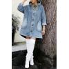 image:imageCHOUYATOU Women Spring Hooded Jean Jacket Loose Casual Boyfriend Button Down Midi Long Denim Jacket CoatLight Blue