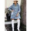 image:imageCHOUYATOU Women Spring Hooded Jean Jacket Loose Casual Boyfriend Button Down Midi Long Denim Jacket CoatLight Blue