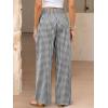 image:imageCHOUYATOU Womens Retro Plaid Wide Leg Pants Gingham Smocked High Waisted Dressy Palazzo Pants Trousers with PocketsBlack