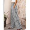 image:imageCHOUYATOU Womens Retro Plaid Wide Leg Pants Gingham Smocked High Waisted Dressy Palazzo Pants Trousers with PocketsBlack