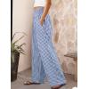 image:imageCHOUYATOU Womens Retro Plaid Wide Leg Pants Gingham Smocked High Waisted Dressy Palazzo Pants Trousers with PocketsBlue