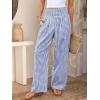 image:imageCHOUYATOU Womens Retro Plaid Wide Leg Pants Gingham Smocked High Waisted Dressy Palazzo Pants Trousers with PocketsBlue