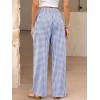image:imageCHOUYATOU Womens Retro Plaid Wide Leg Pants Gingham Smocked High Waisted Dressy Palazzo Pants Trousers with PocketsBlue