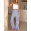 image:imageCHOUYATOU Womens Retro Plaid Wide Leg Pants Gingham Smocked High Waisted Dressy Palazzo Pants Trousers with PocketsBlue