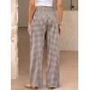 image:imageCHOUYATOU Womens Retro Plaid Wide Leg Pants Gingham Smocked High Waisted Dressy Palazzo Pants Trousers with PocketsBrown