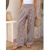 image:imageCHOUYATOU Womens Retro Plaid Wide Leg Pants Gingham Smocked High Waisted Dressy Palazzo Pants Trousers with PocketsBrown