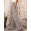 image:imageCHOUYATOU Womens Retro Plaid Wide Leg Pants Gingham Smocked High Waisted Dressy Palazzo Pants Trousers with PocketsBrown