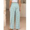 image:imageCHOUYATOU Womens Retro Plaid Wide Leg Pants Gingham Smocked High Waisted Dressy Palazzo Pants Trousers with PocketsGreen