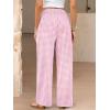image:imageCHOUYATOU Womens Retro Plaid Wide Leg Pants Gingham Smocked High Waisted Dressy Palazzo Pants Trousers with PocketsPink