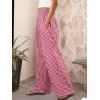 image:imageCHOUYATOU Womens Retro Plaid Wide Leg Pants Gingham Smocked High Waisted Dressy Palazzo Pants Trousers with PocketsRed