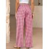 image:imageCHOUYATOU Womens Retro Plaid Wide Leg Pants Gingham Smocked High Waisted Dressy Palazzo Pants Trousers with PocketsRed