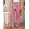 image:imageCHOUYATOU Womens Retro Plaid Wide Leg Pants Gingham Smocked High Waisted Dressy Palazzo Pants Trousers with PocketsRed
