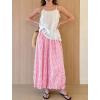 image:imagechouyatou Women 2026 Summer Ruffle Hem Crop Cotton Linen Pants Beach Plaid Gingham Wide Leg Pants PalazzosPink