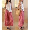 image:imagechouyatou Women 2026 Summer Ruffle Hem Crop Cotton Linen Pants Beach Plaid Gingham Wide Leg Pants PalazzosRed