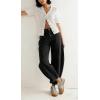 image:imagechouyatou Women Baggy Polka Dot Barrel Jeans Y2K Floral Print Wide Leg Jeans Boyfriend Denim Ankle PantsBlack