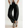 image:imagechouyatou Women Baggy Polka Dot Barrel Jeans Y2K Floral Print Wide Leg Jeans Boyfriend Denim Ankle PantsBlack