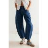 image:imagechouyatou Women Baggy Polka Dot Barrel Jeans Y2K Floral Print Wide Leg Jeans Boyfriend Denim Ankle PantsBlue