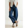 image:imagechouyatou Women Baggy Polka Dot Barrel Jeans Y2K Floral Print Wide Leg Jeans Boyfriend Denim Ankle PantsBlue