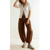 image:imagechouyatou Women Baggy Polka Dot Barrel Jeans Y2K Floral Print Wide Leg Jeans Boyfriend Denim Ankle PantsBrown