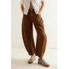 image:imagechouyatou Women Baggy Polka Dot Barrel Jeans Y2K Floral Print Wide Leg Jeans Boyfriend Denim Ankle PantsBrown