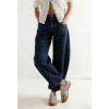 image:imagechouyatou Women Baggy Polka Dot Barrel Jeans Y2K Floral Print Wide Leg Jeans Boyfriend Denim Ankle PantsDark Blue