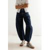 image:imagechouyatou Women Baggy Polka Dot Barrel Jeans Y2K Floral Print Wide Leg Jeans Boyfriend Denim Ankle PantsDark Blue