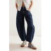 image:imagechouyatou Women Baggy Polka Dot Barrel Jeans Y2K Floral Print Wide Leg Jeans Boyfriend Denim Ankle PantsDark Blue