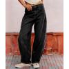 image:imagechouyatou Women Baggy Wide Leg Barrel Jeans Y2K Boyfriend Mid Rise Polka Dot Printed Denim Palazzo PantsBlack