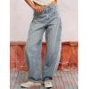 image:imagechouyatou Women Baggy Wide Leg Barrel Jeans Y2K Boyfriend Mid Rise Polka Dot Printed Denim Palazzo PantsLight Blue