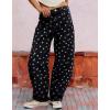 image:imagechouyatou Women Baggy Wide Leg Barrel Jeans Y2K Boyfriend Mid Rise Polka Dot Printed Denim Palazzo PantsPolka Dot Black