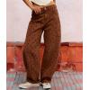 image:imagechouyatou Women Baggy Wide Leg Barrel Jeans Y2K Boyfriend Mid Rise Polka Dot Printed Denim Palazzo PantsPolka Dot Brown