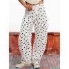 image:imagechouyatou Women Baggy Wide Leg Barrel Jeans Y2K Boyfriend Mid Rise Polka Dot Printed Denim Palazzo PantsPolka Dot White