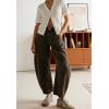 image:imagechouyatou Women Casual Floral Printed Baggy Barrel Jeans Y2K Crop Wide Leg Jeans Boyfriend Denim Ankle PantsBrown