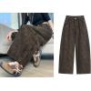 image:imagechouyatou Women Casual Floral Printed Baggy Barrel Jeans Y2K Crop Wide Leg Jeans Boyfriend Denim Ankle PantsBrown