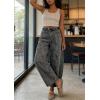 image:imagechouyatou Women Casual Floral Printed Baggy Barrel Jeans Y2K Crop Wide Leg Jeans Boyfriend Denim Ankle PantsGrey