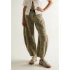 image:imagechouyatou Women Casual Floral Printed Baggy Barrel Jeans Y2K Crop Wide Leg Jeans Boyfriend Denim Ankle PantsKhaki