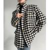 image:imagechouyatou Women Checkered Tweed Blazer Trench Coat Notch Lapel Mid Long Business Casual Jacket OuterwearBlack