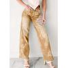 image:imagechouyatou Women Distressed Y2K Floral Print Jeans Casual Straight Leg High Waisted Trousers Denim PantsKhaki