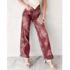 image:imagechouyatou Women Distressed Y2K Floral Print Jeans Casual Straight Leg High Waisted Trousers Denim PantsRed